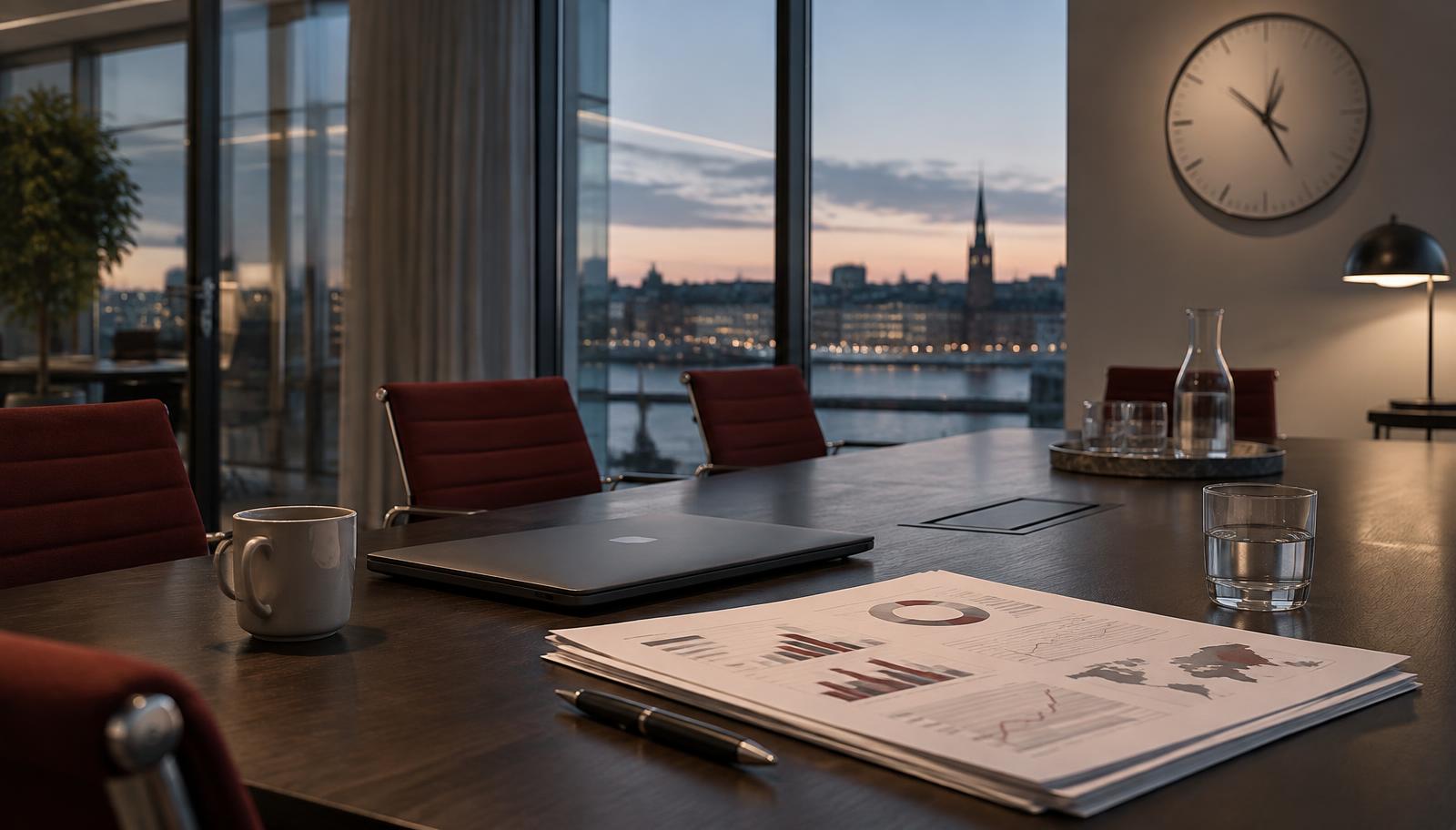 Ett tomt styrelserum inför en finansiell rapport – tyst period begränsar bolagets kommunikation, inte handeln i aktien.