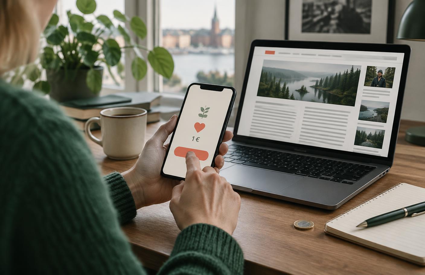 Läsare som öppnar digitalt redaktionellt innehåll med en mikrobetalning
